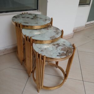 Cream Luxury 3-Piece Nesting Stool Set
