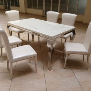 White 6-Seater Luxury Marble Dining Set