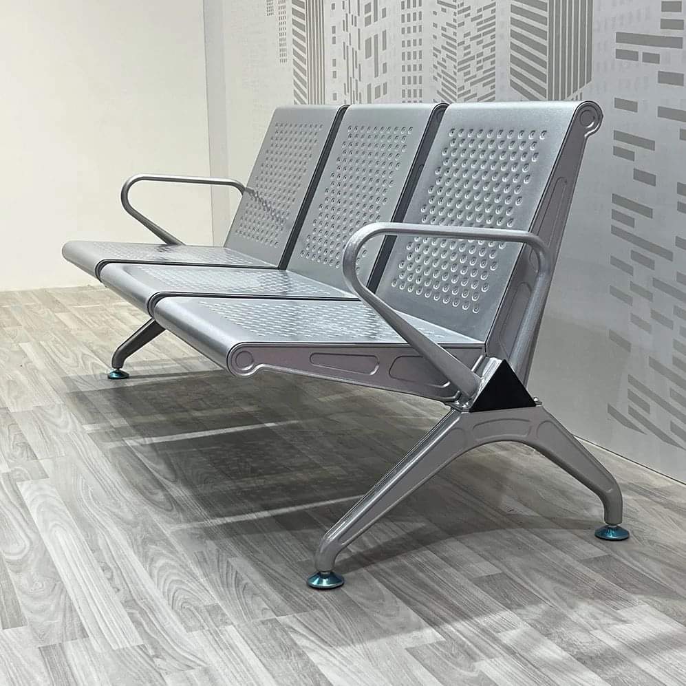Unpadded Three-Seater Heavy-Duty Waiting Bench