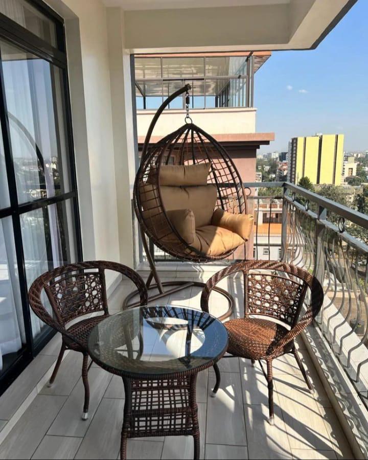 Luxury Balcony Bistro Set with Hanging Egg Chair