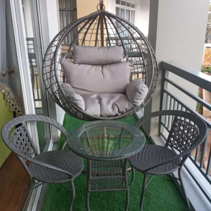 Luxury Balcony Bistro Set with Hanging Egg Chair - Image 3