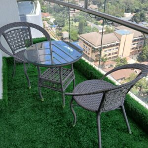 Grey 2-Seater Rattan Outdoor Set
