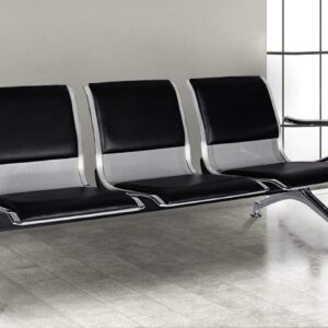 Black 3-Seater Padded Waiting Bench