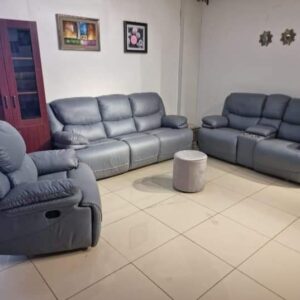 Grey 6-Seater King Size Recliner Sofa Set