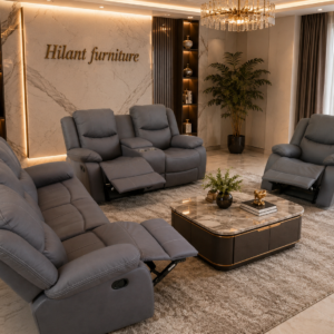 Light Gray 6 Seater Recliner Sofa Set.