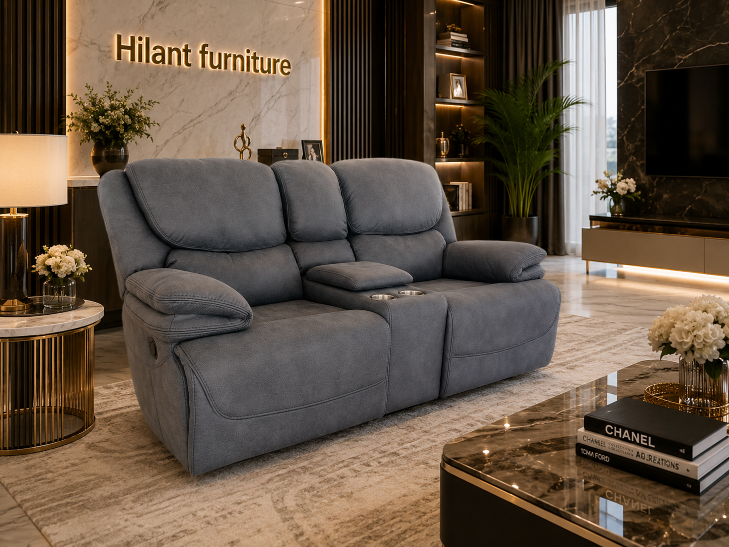 Gray Two-Seater King Size Recliner Sofa. - Image 2