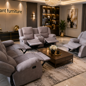 Cream 3+2+1 Imported Recliner Sofa Set.