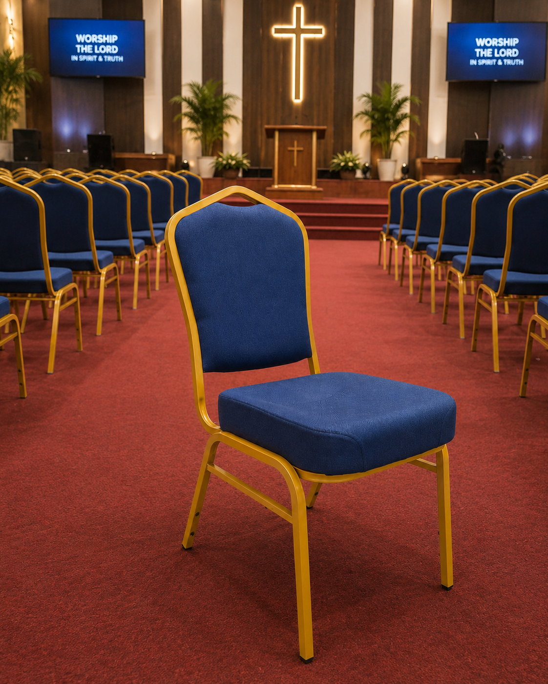 Blue High-Density Conference Banquet Chair. - Image 3