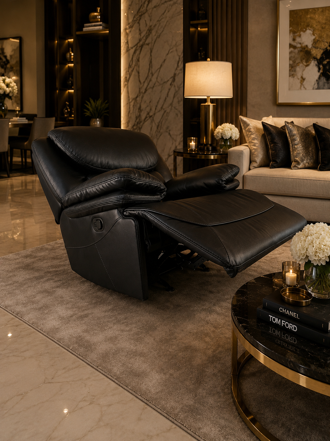 Black One-Seater King-Size Recliner Sofa. - Image 2