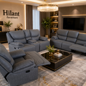 Royal Grey Six Seater Recliner Sofa Set.