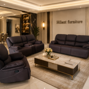 Brown King-Size Six-Seater Recliner Sofa