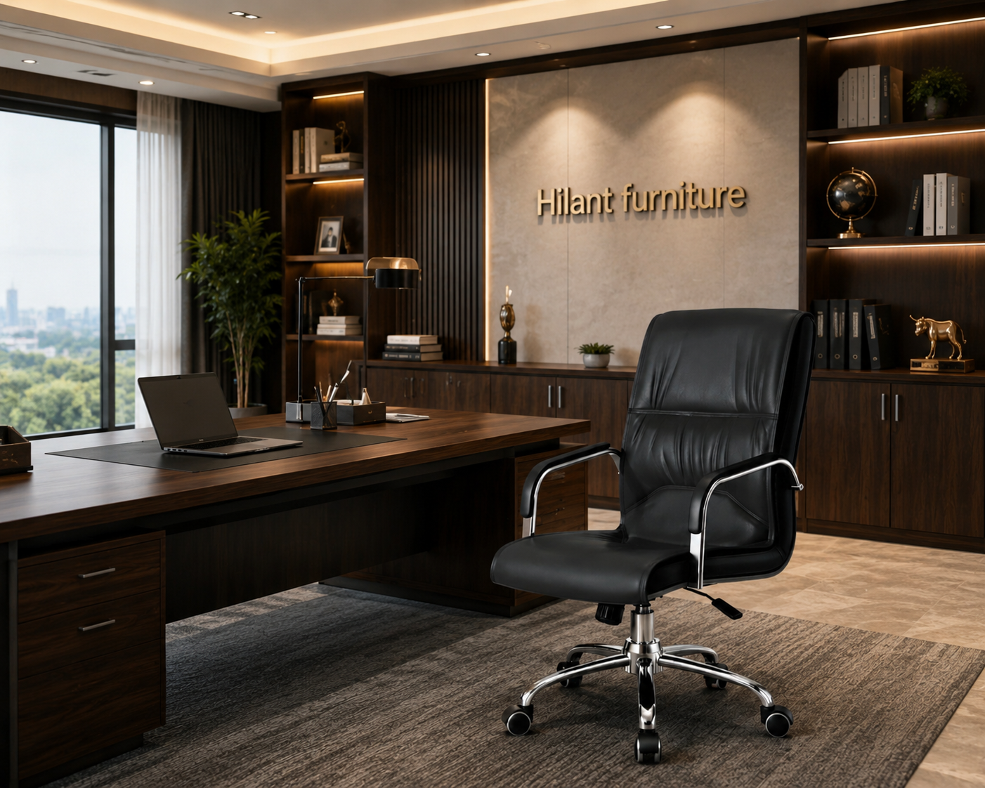 Black Leather Executive Office Chair. - Image 2