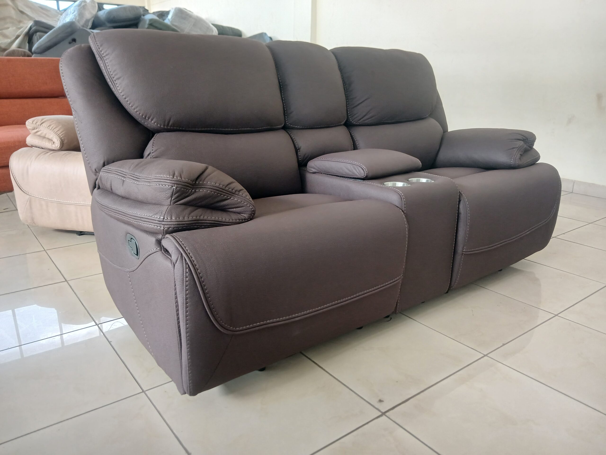 Brown Two-Seater King Size Recliner Sofa. - Image 3