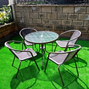4-Seater Outdoor Garden Dining Set with Glass Table.