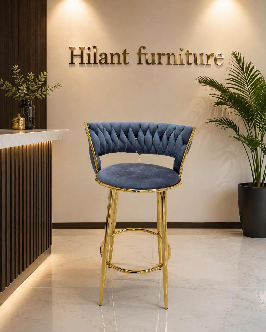 Luxury Gold Velvet Bar Stool. - Image 2