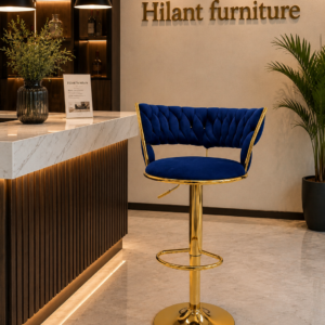 Royal Blue Velvet Adjustable Bar Stool.