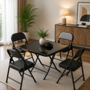 Modern 4-Seater Foldable Dining Table & Chair Set.