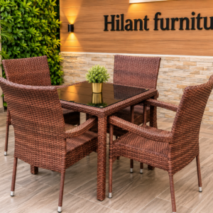 Premium 4-Seater Rattan Outdoor Dining Set.