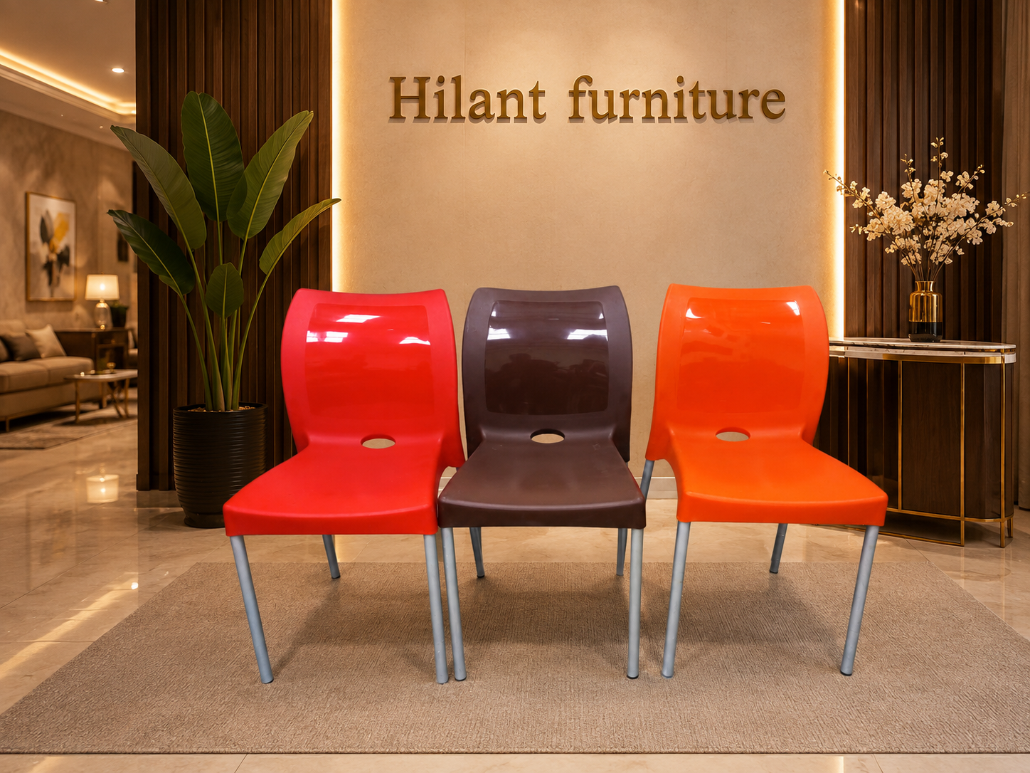 Coloured Heavy-Duty Plastic Stackable Chair.
