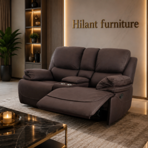 Brown Two-Seater King Size Recliner Sofa.