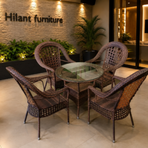 Brown Elegant 4-Seater Rattan Outdoor Set.