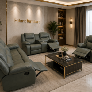 Green 6 Seater Recliner Sofa Set.
