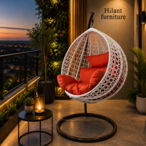 White Rattan Hammock Balcony Swing Chair.