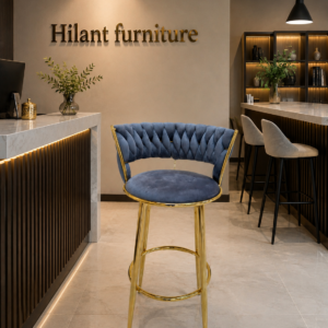 Luxury Gold Velvet Bar Stool.